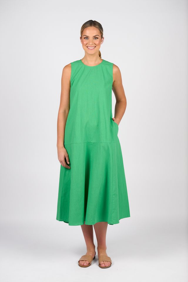 Plain Long Sleeveless Dress - Clover - VASSALLI Dress NZ LUMA