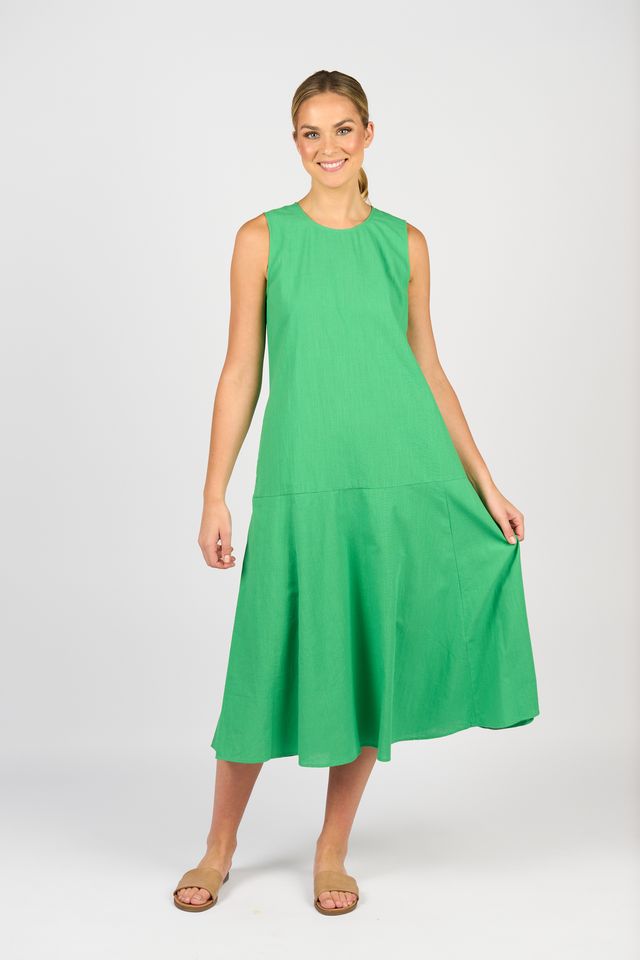 Plain Long Sleeveless Dress - Clover - VASSALLI Dress NZ LUMA