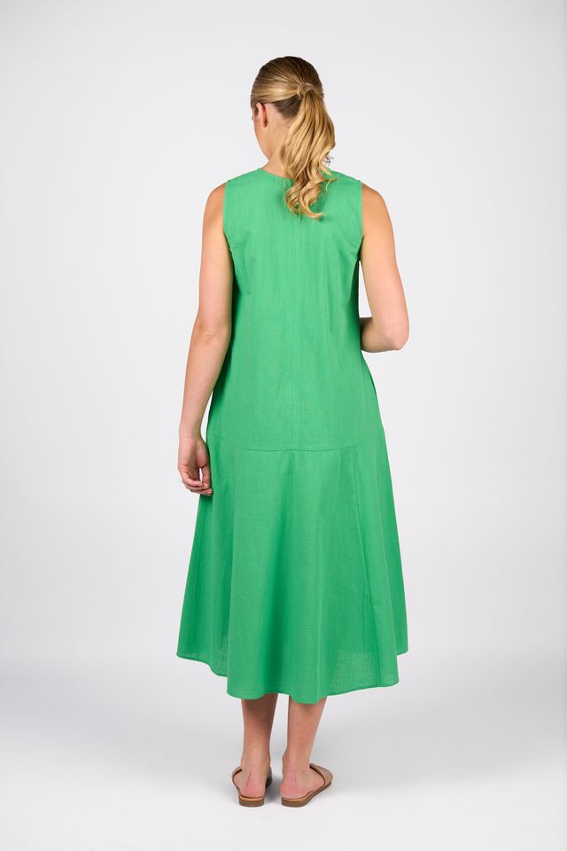 Plain Long Sleeveless Dress - Clover - VASSALLI Dress NZ LUMA