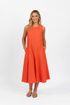 Plain Long Sleeveless Dress - Punch - VASSALLI Dress 14 12 16 8 18 10 NZ LUMA