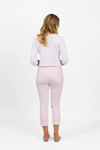 Printed Skinny Leg 7/8 Length Pull On - Pink Gingham - VASSALLI Pant NZ LUMA