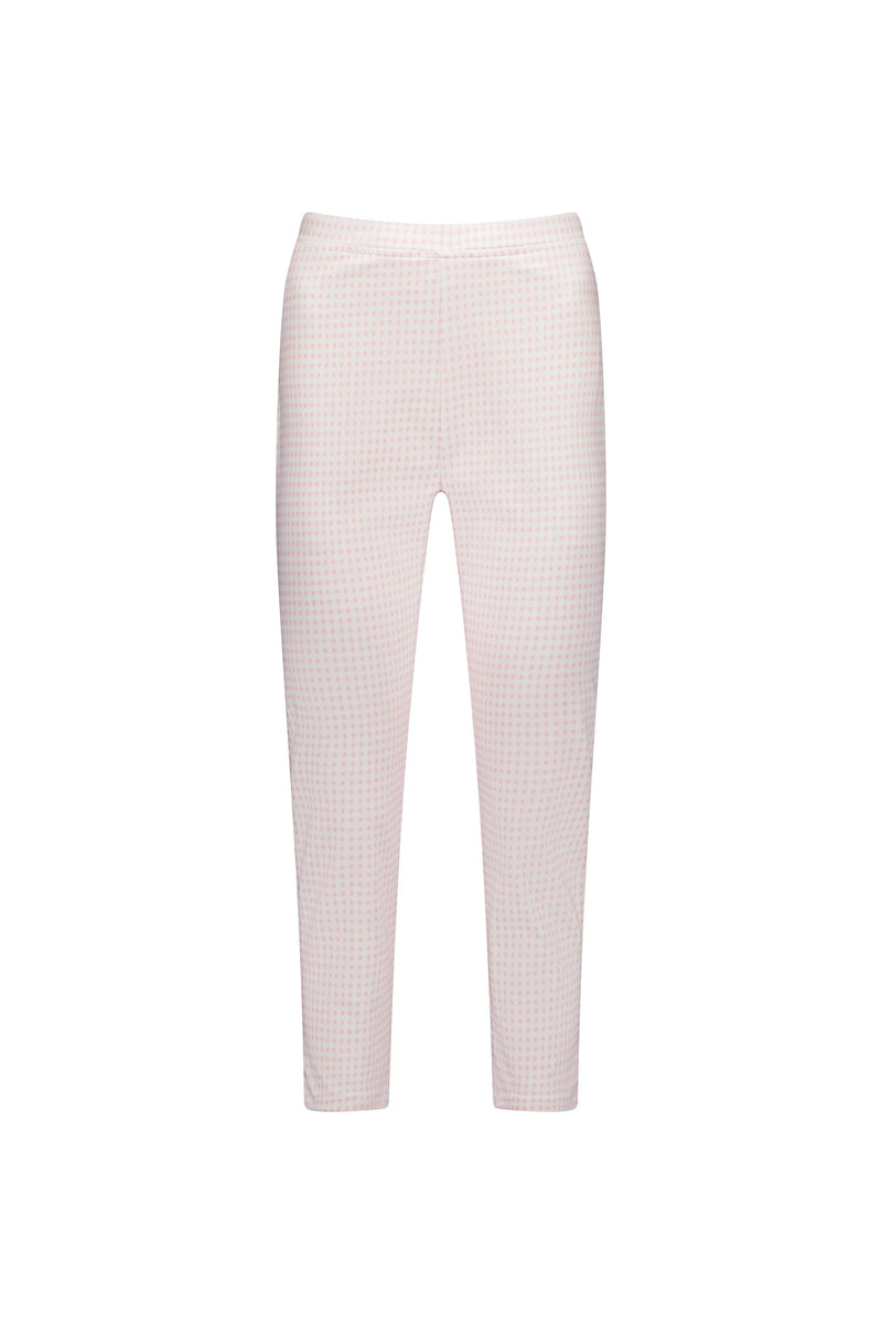 Printed Skinny Leg 7/8 Length Pull On - Pink Gingham - VASSALLI Pant NZ LUMA