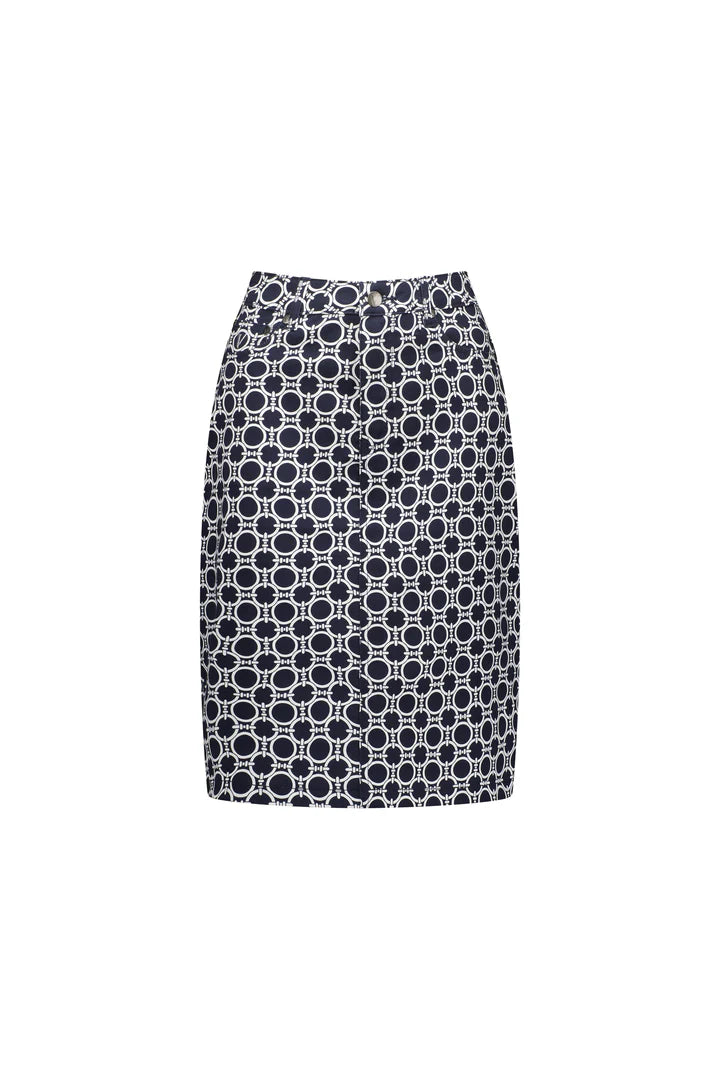 Printed knee Length Skirt- Arlo - VASSALLI 372AV Skirt NZ LUMA