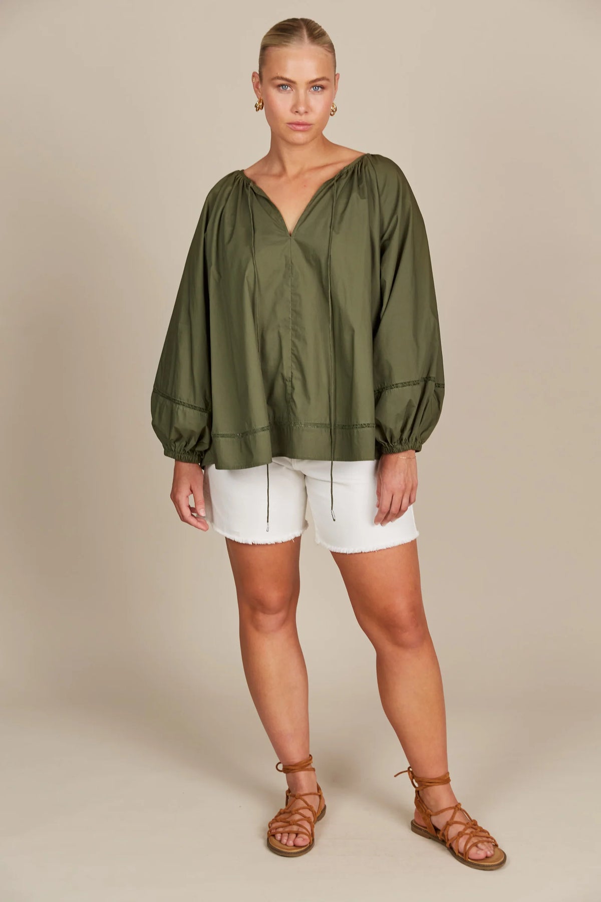 Remi Blouse - Olive - ISLE OF MINE Top NZ LUMA