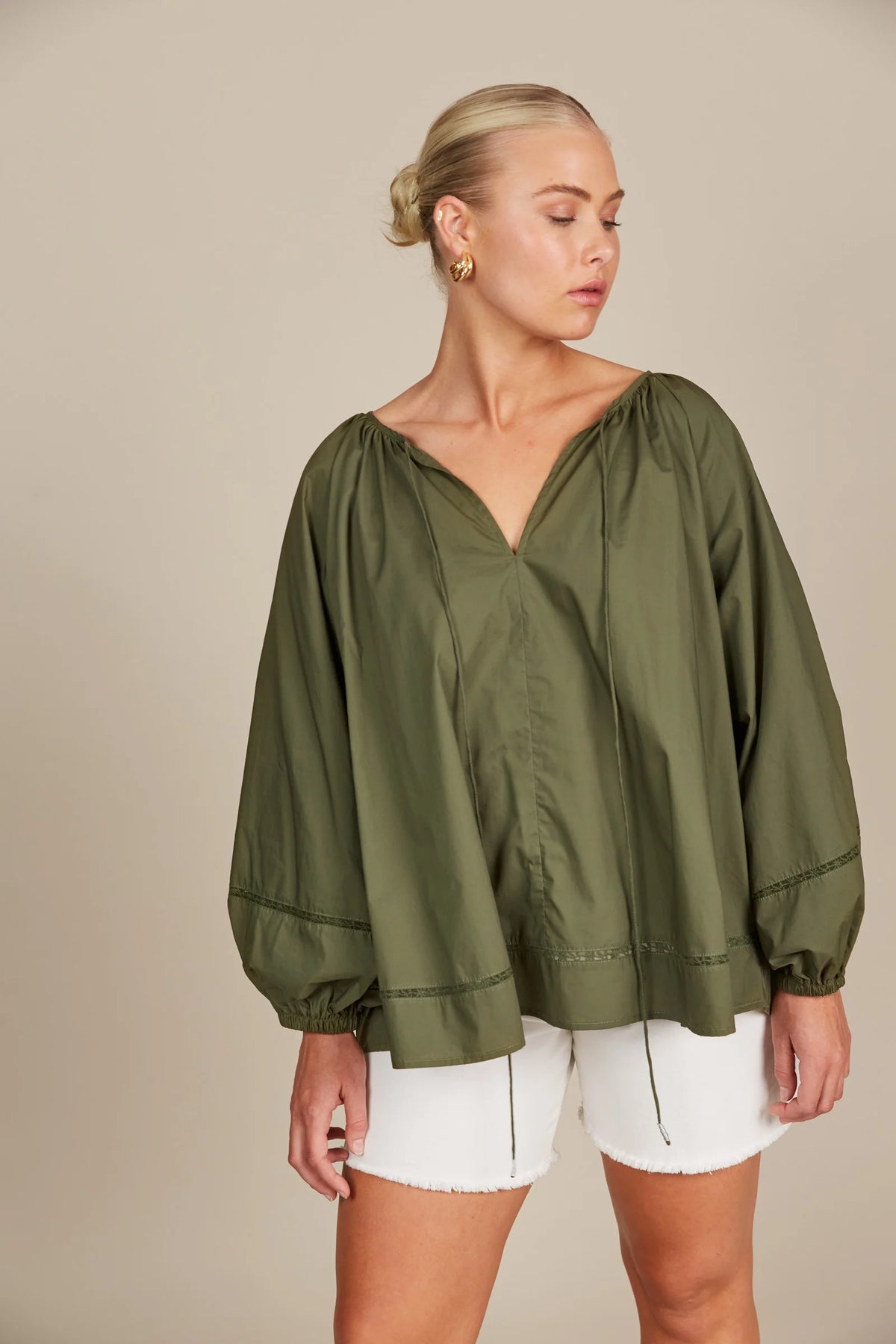 Remi Blouse - Olive - ISLE OF MINE Top X-Large Medium Large Small NZ LUMA