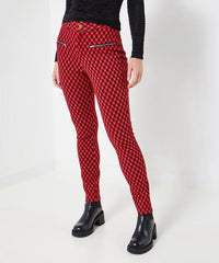 Retro Red Check Ponte Trousers - JOE BROWNS Pant NZ LUMA