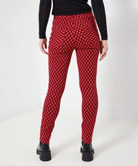 Retro Red Check Ponte Trousers - JOE BROWNS Pant NZ LUMA