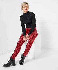 Retro Red Check Ponte Trousers - JOE BROWNS Pant NZ LUMA