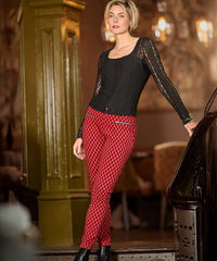 Retro Red Check Ponte Trousers - JOE BROWNS Pant NZ LUMA