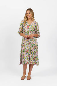 Round Neck Dress w Elbow Length Sleeves - Capri - VASSALLI Dress NZ LUMA