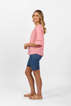 Round Neck Top w Elbow Length Sleeves - Lemon or Pink - VASSALLI Top NZ LUMA