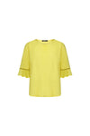 Round Neck Top w Elbow Length Sleeves - Lemon or Pink - VASSALLI Top NZ LUMA