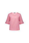 Round Neck Top w Elbow Length Sleeves - Lemon or Pink - VASSALLI Top NZ LUMA