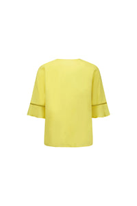 Round Neck Top w Elbow Length Sleeves - Lemon or Pink - VASSALLI Top NZ LUMA