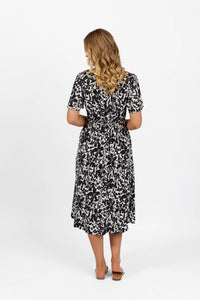 S/Sleeve Dress V Neck Button Front - Coco - VASSALLI Dress NZ LUMA