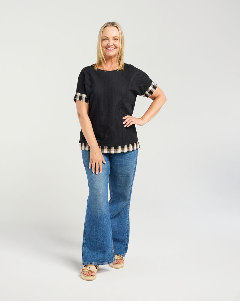 SEDUCE - Luna Top - Black & Plaid TOPS 16 20 18 NZ LUMA