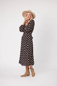 Sabrina Dress Latte Polkadot - LEMON TREE Dress NZ LUMA