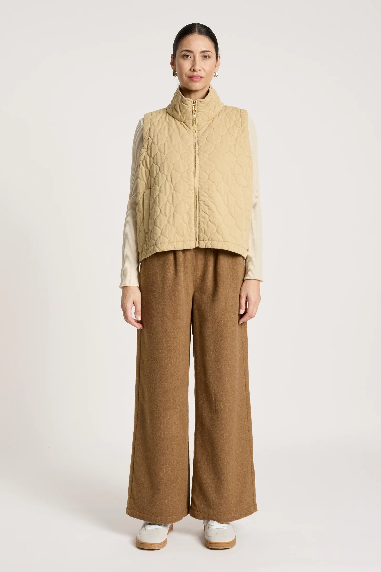 Sansi Quilted Crop Vest - Dune - EB&IVE Jacket NZ LUMA