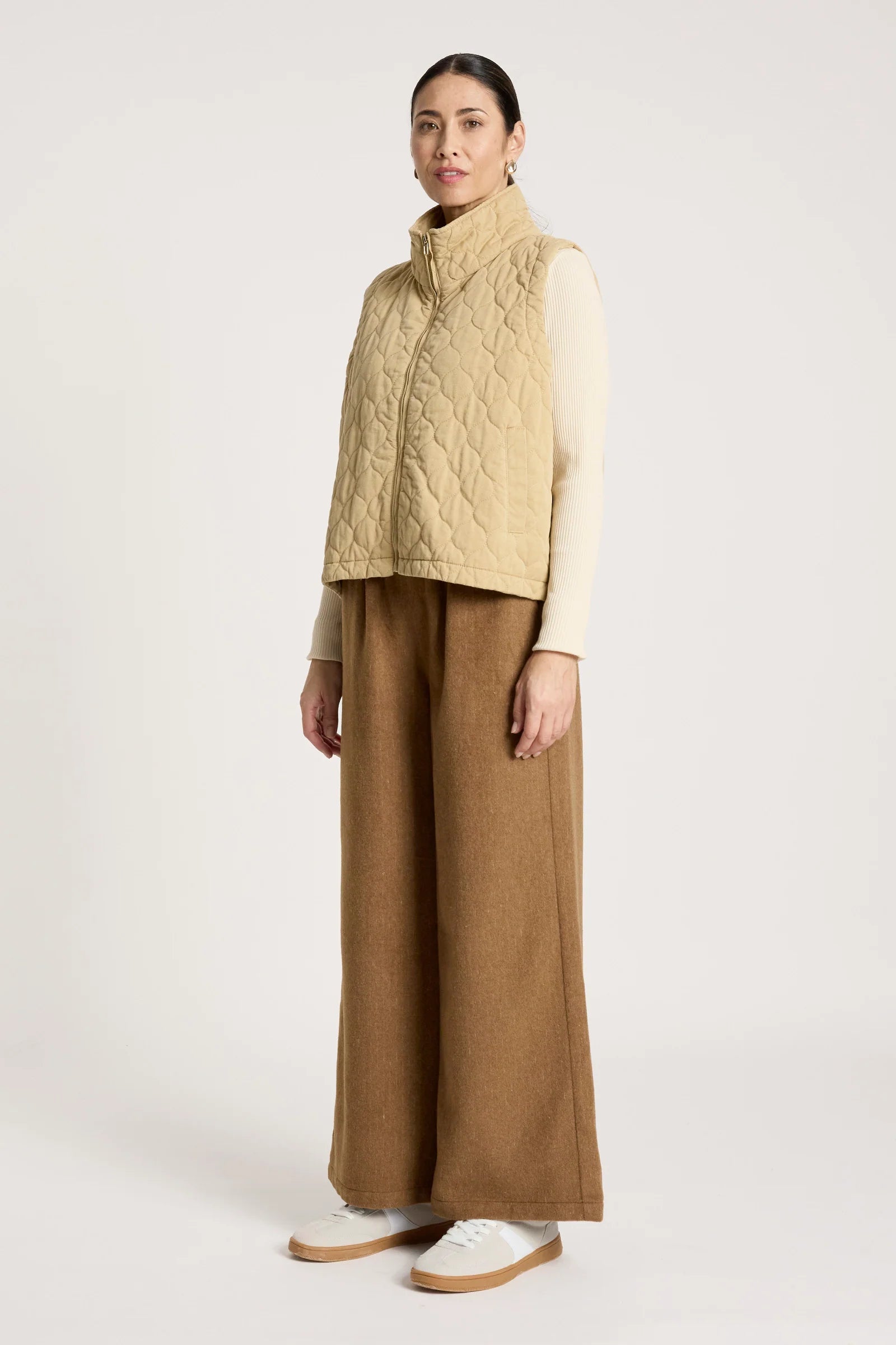 Sansi Quilted Crop Vest - Dune - EB&IVE Jacket NZ LUMA