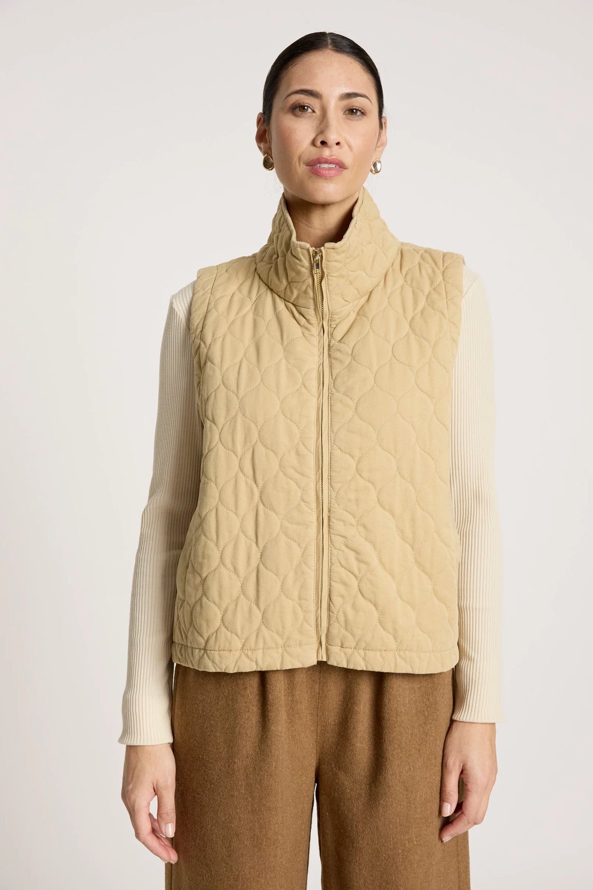 Sansi Quilted Crop Vest - Dune - EB&IVE Jacket NZ LUMA