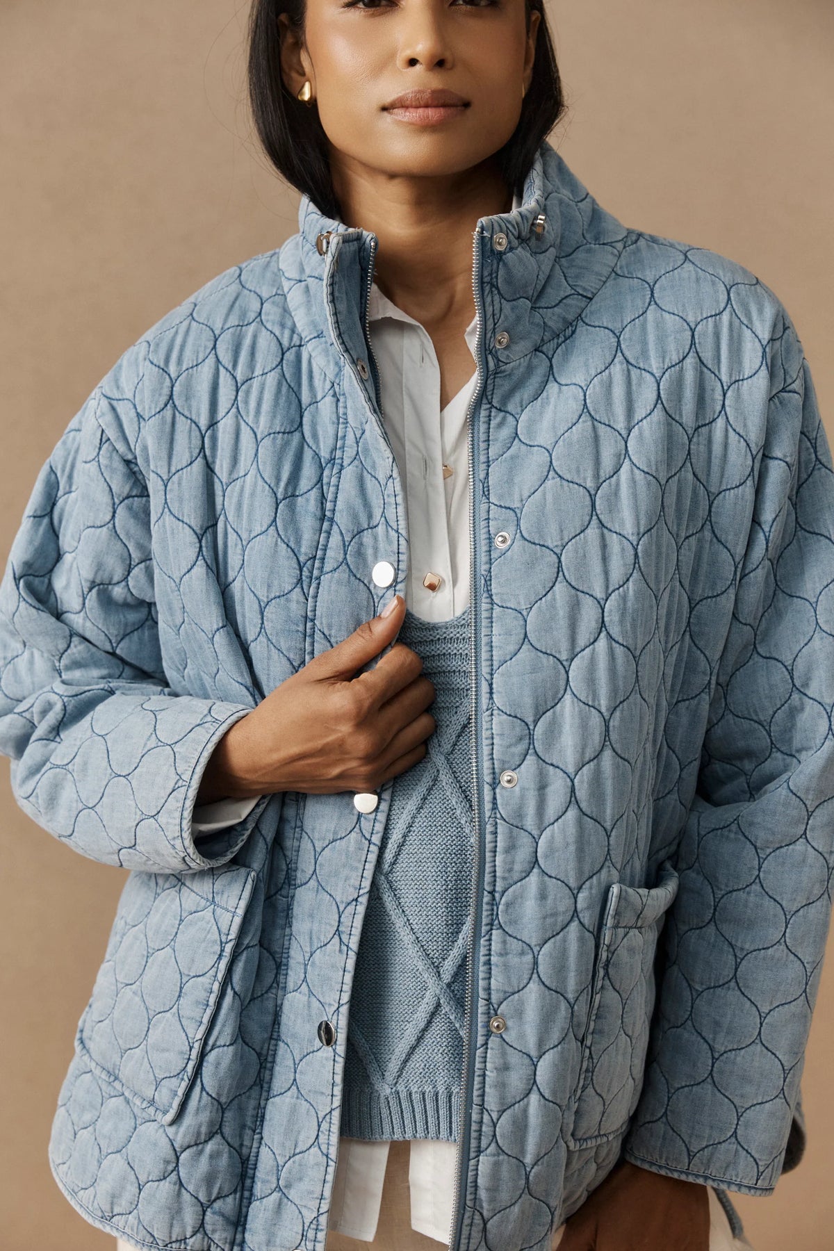 Sansi Quilted Jacket - Denim - EB&IVE Jacket NZ LUMA