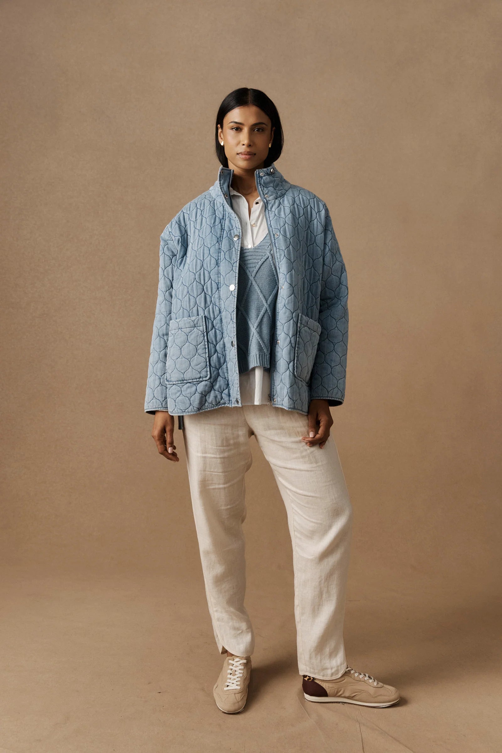 Sansi Quilted Jacket - Denim - EB&IVE Jacket NZ LUMA