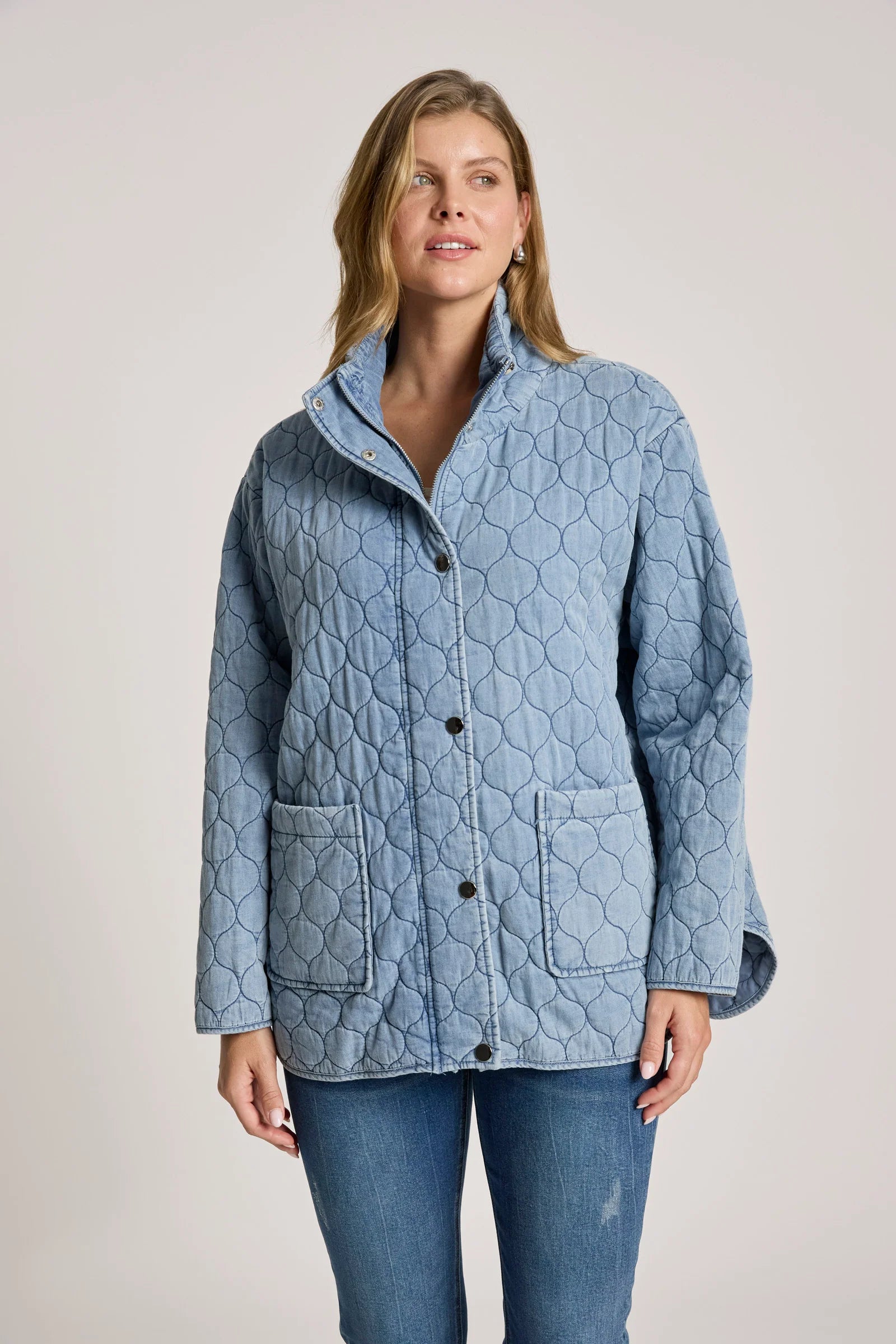 Sansi Quilted Jacket - Denim - EB&IVE Jacket NZ LUMA
