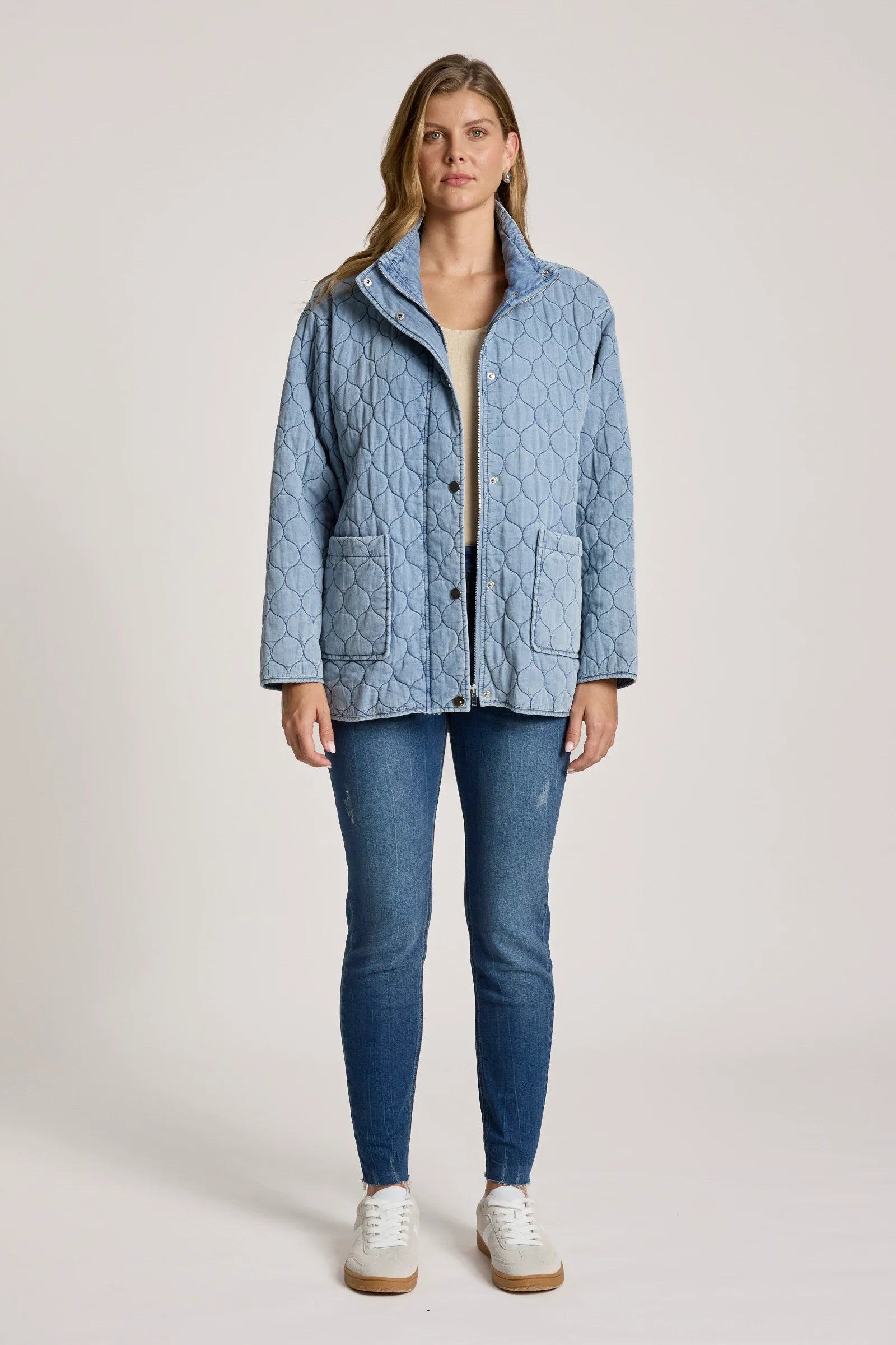 Sansi Quilted Jacket - Denim - EB&IVE Jacket NZ LUMA