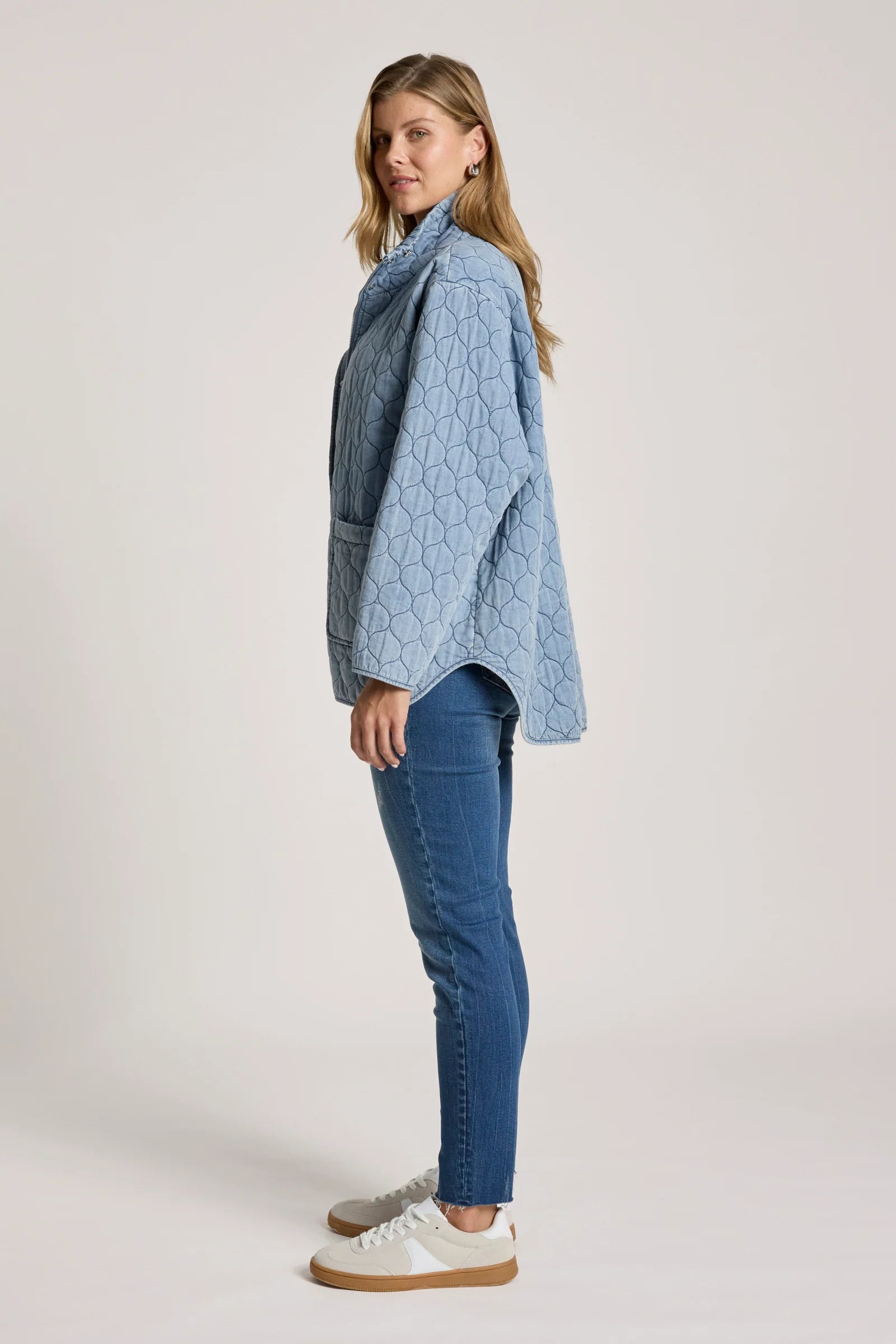 Sansi Quilted Jacket - Denim - EB&IVE Jacket NZ LUMA