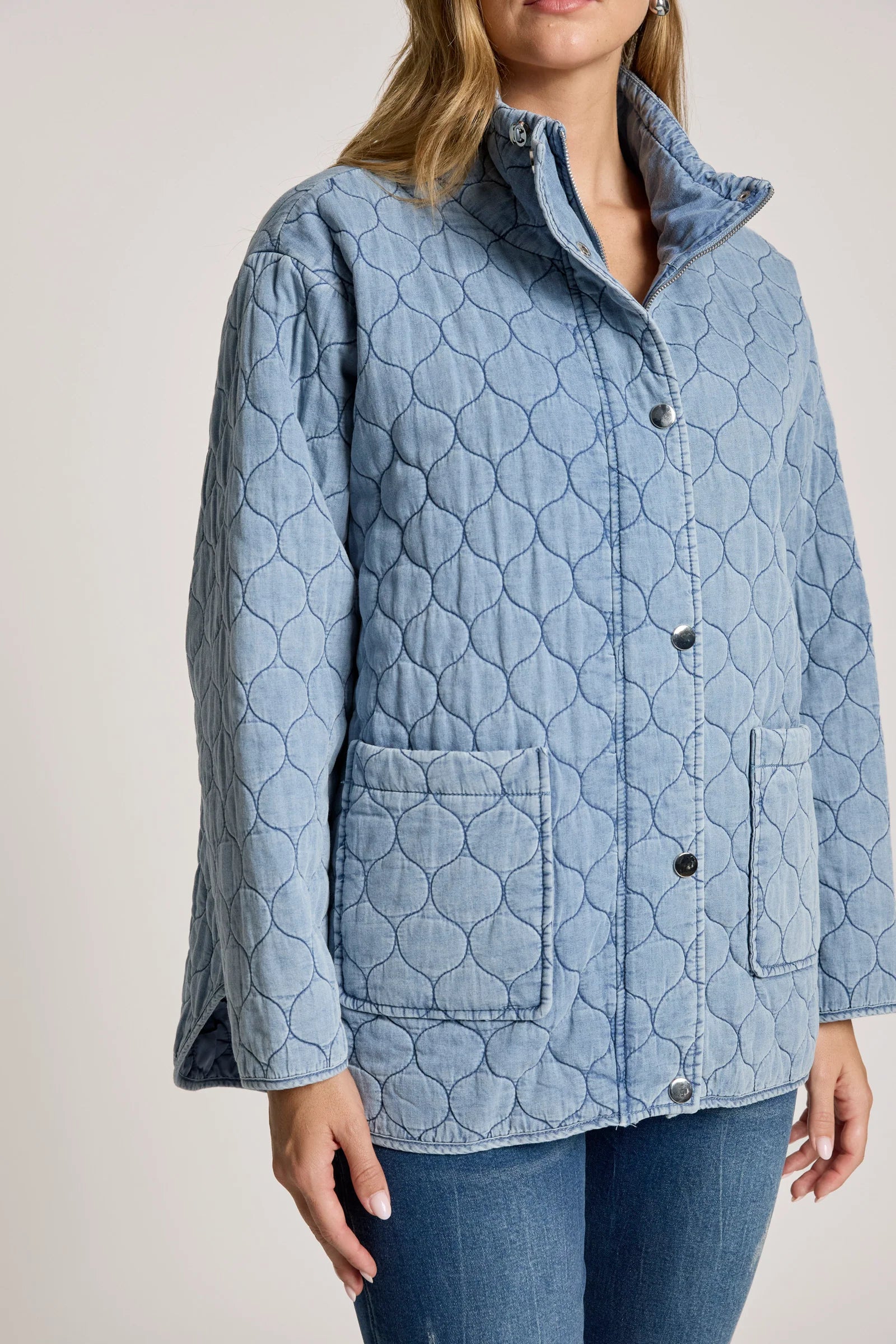 Sansi Quilted Jacket - Denim - EB&IVE Jacket NZ LUMA