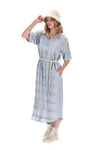 Sara Shirt Dress Viscose - Blue Stripe - CHARLO