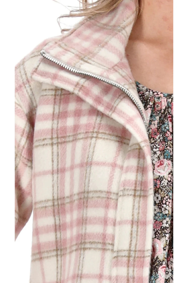 Saskia Bomber Jacket -Pink Check -CHARLO Jacket NZ LUMA