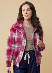 Saskia Bomber Jacket - Pink Tartan - CHARLO Jacket NZ LUMA