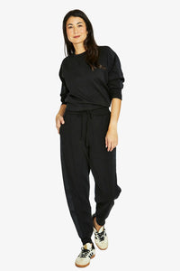 Satin Trim Lounge Top - Black - JUMP Top NZ LUMA