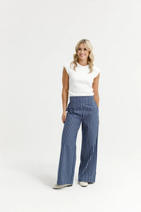 Sawyer Pants - Navy Stripes - HOME LEE Pant NZ LUMA