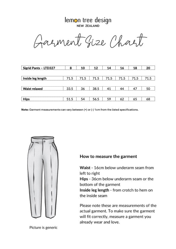 Sigrid Pant - Black - LEMON TREE Pant NZ LUMA