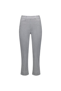 Slim Leg 7/8 Pull On Pant w Elastic Back Waistband - Check - VASSALLI Pant NZ LUMA