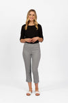 Slim Leg 7/8 Pull On Pant w Elastic Back Waistband - Check - VASSALLI Pant NZ LUMA