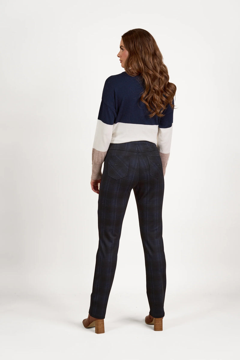 Slim Leg F/L Printed Ponti Pull On - Neptune - VASSALLI Pant NZ LUMA