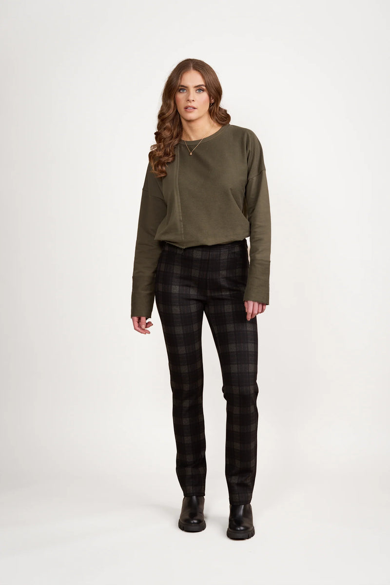 Slim Leg F/L Printed Ponti Pull On - Oak - VASSALLI Pant NZ LUMA