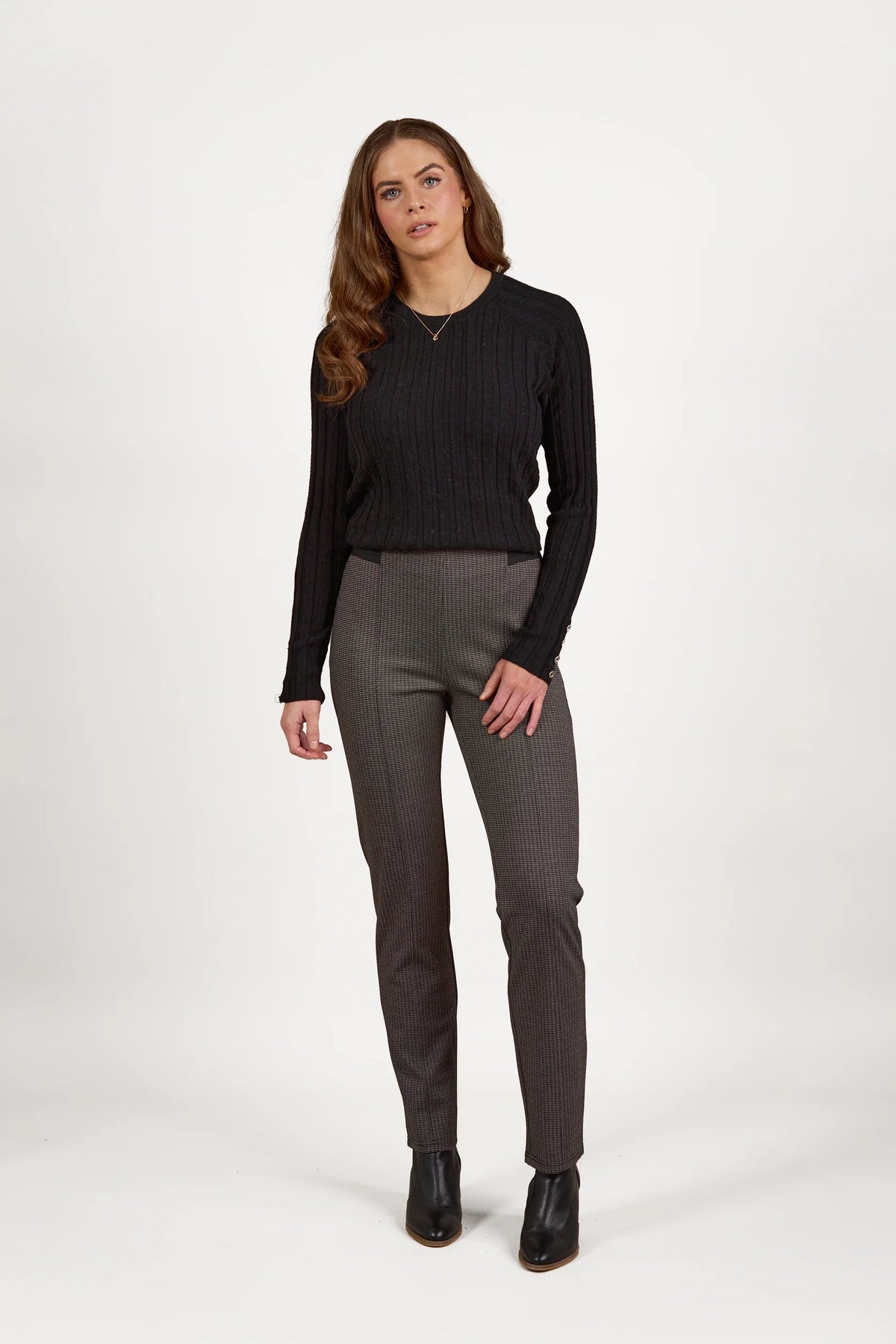 Slim Leg F/L Pull On Pant - Jed - VASSALLI Pant NZ LUMA