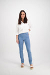 Slim Leg Full Length Lightweight Denim Pull On - Ice - VASSALLI Pant NZ LUMA