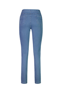 Slim Leg Full Length Lightweight Denim Pull On - Ice - VASSALLI Pant NZ LUMA