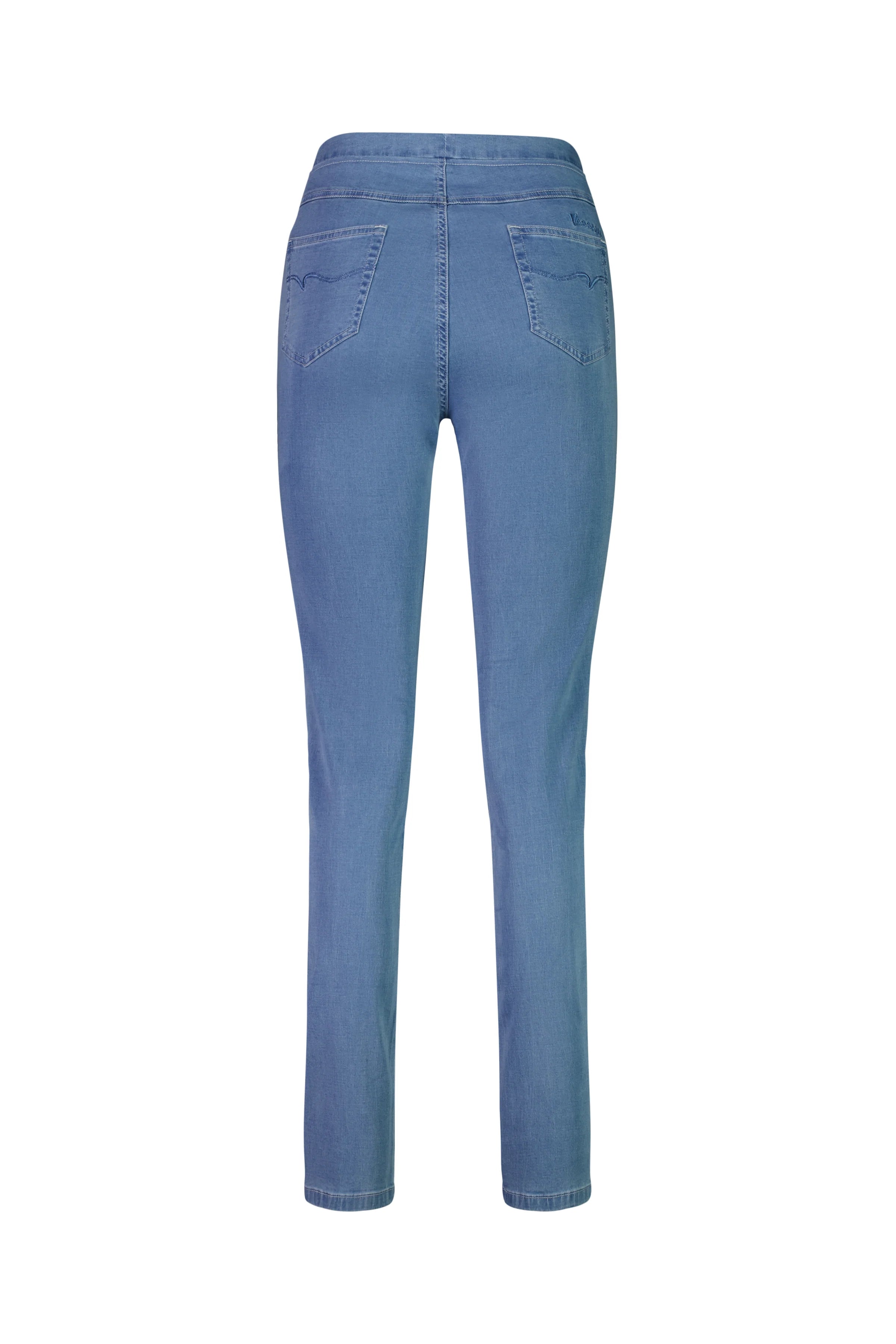 Slim Leg Full Length Lightweight Denim Pull On - Ice - VASSALLI Pant NZ LUMA