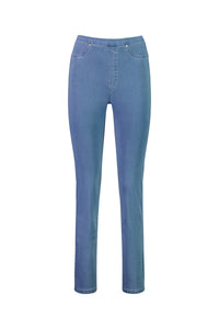 Slim Leg Full Length Lightweight Denim Pull On - Ice - VASSALLI Pant NZ LUMA