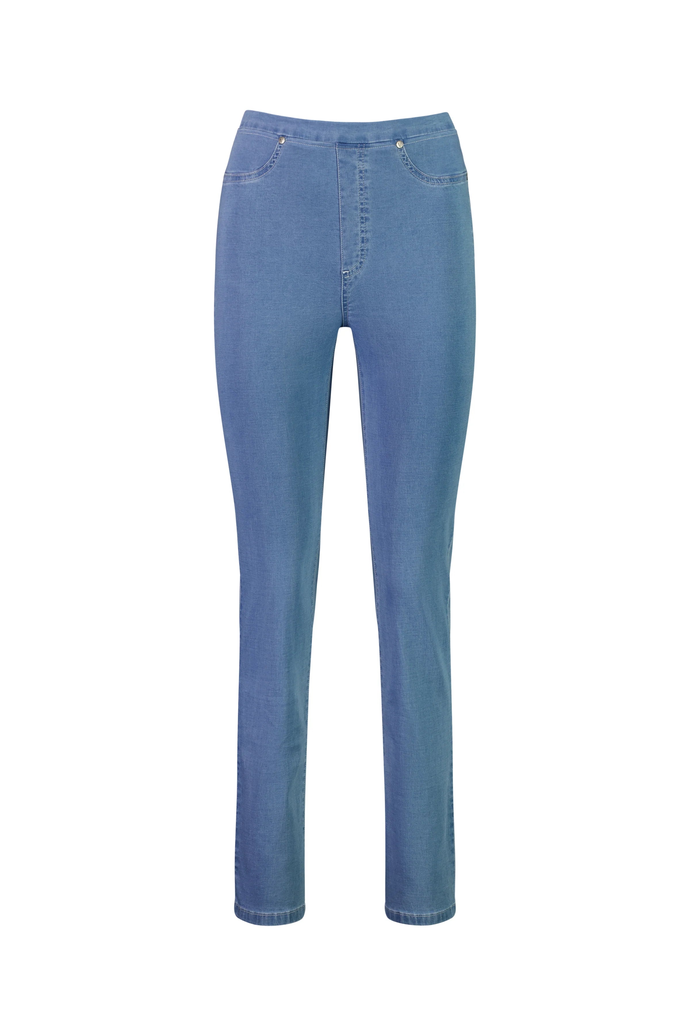 Slim Leg Full Length Lightweight Denim Pull On - Ice - VASSALLI Pant NZ LUMA