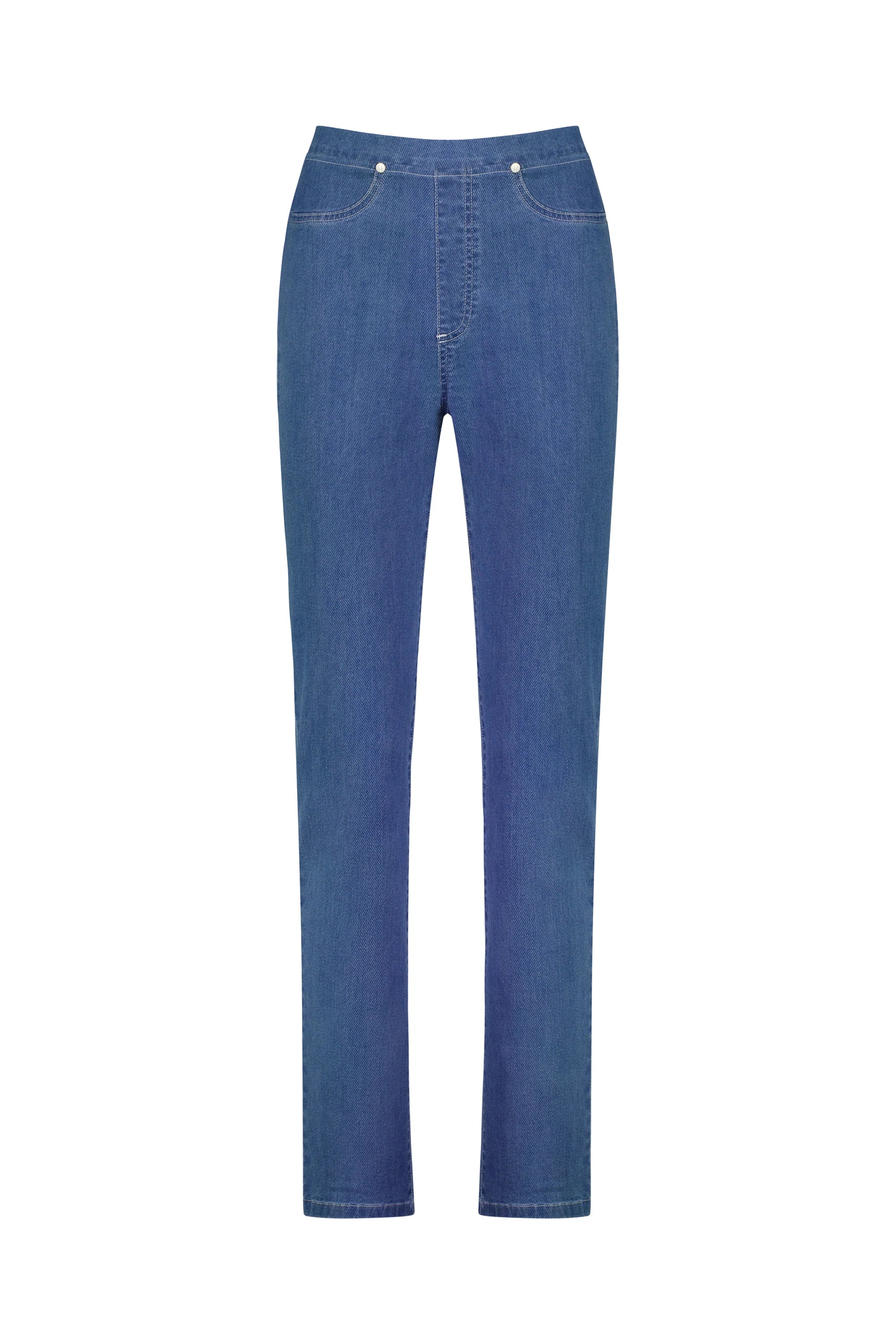 Slim Leg Full Length Lightweight Denim Pull On - Mid Wash - VASSALLI Pant NZ LUMA