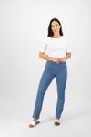 Slim Leg Full Length Lightweight Denim Pull On - Mid Wash - VASSALLI Pant NZ LUMA