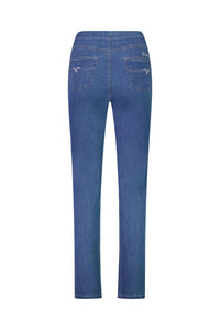 Slim Leg Full Length Lightweight Denim Pull On - Mid Wash - VASSALLI Pant NZ LUMA