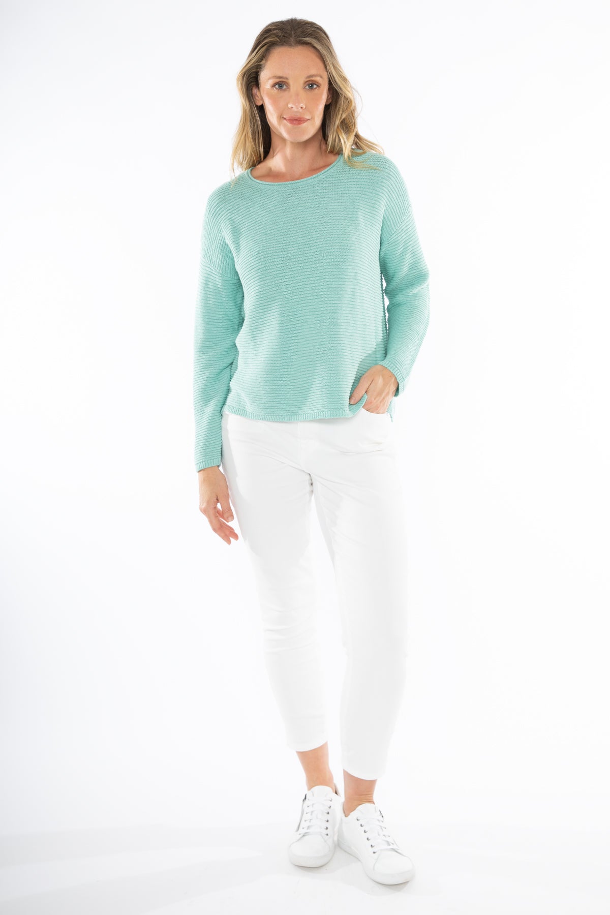 Slub Rib Pullover - Seafoam - JUMP Top 12 10 14 16 18 8 NZ LUMA